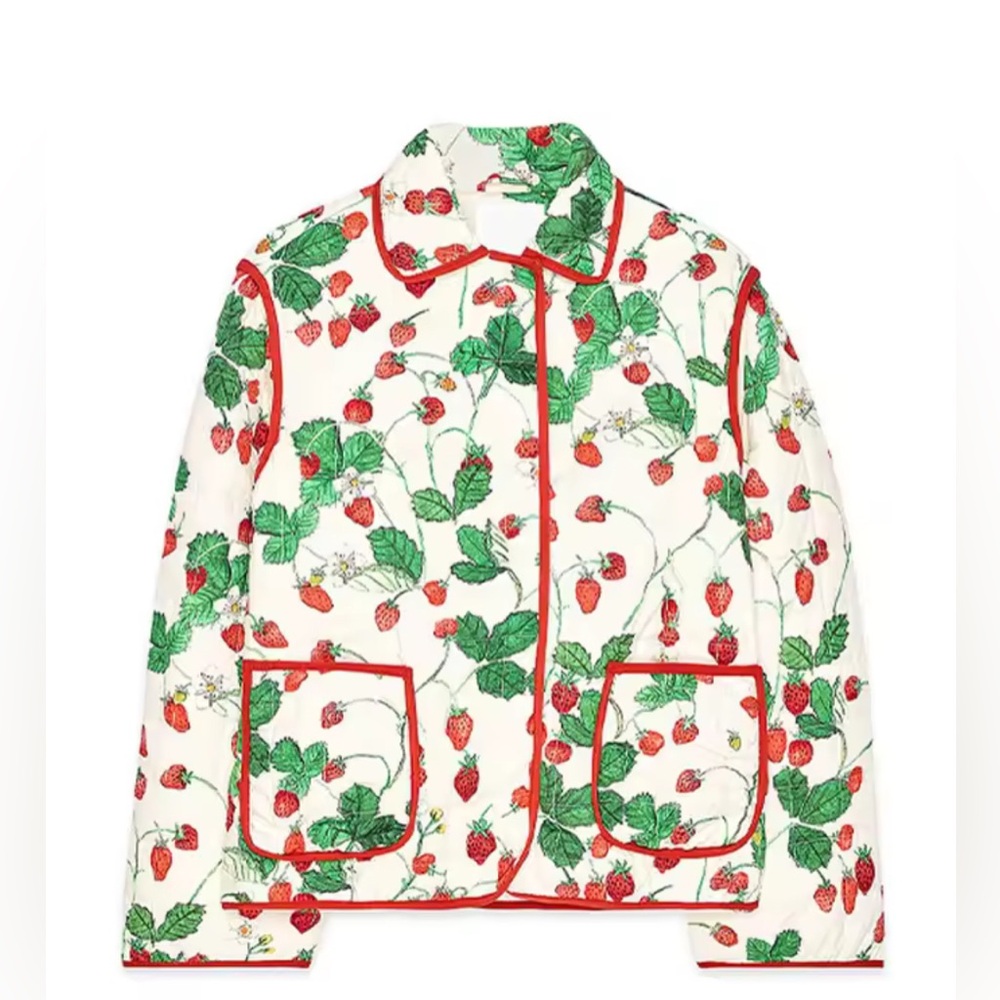 NWT $98 Viral Whimsical Strawberry Jacket Trendy Women's Light Weight Jacket